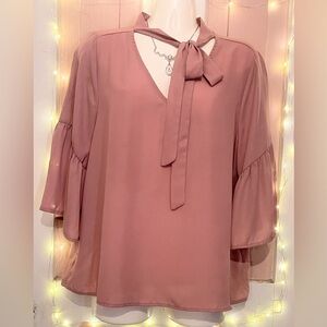 Urban Romantics Elegant rose colored Women's Top with Bow Detail